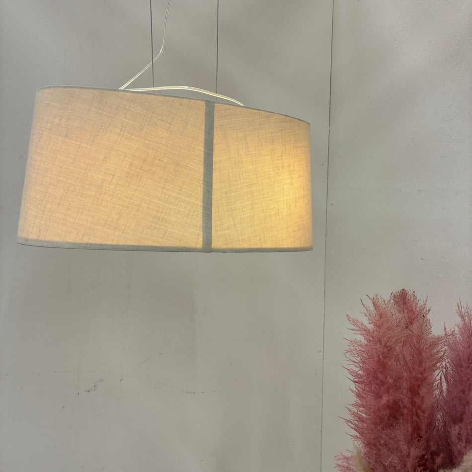 Deckenlampe Hängeleuchte Stoffschirm Oval Beige Sand Textil Lampe Gebraucht