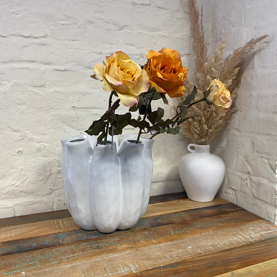 Luna Tube Vase weiß Keramik Deko Blumenvase 30cm