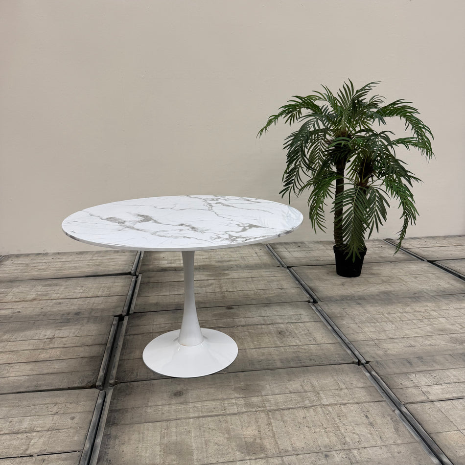 Kare Design Schickeria Esstisch Marmor Optik Weiß Rund Tisch Retro