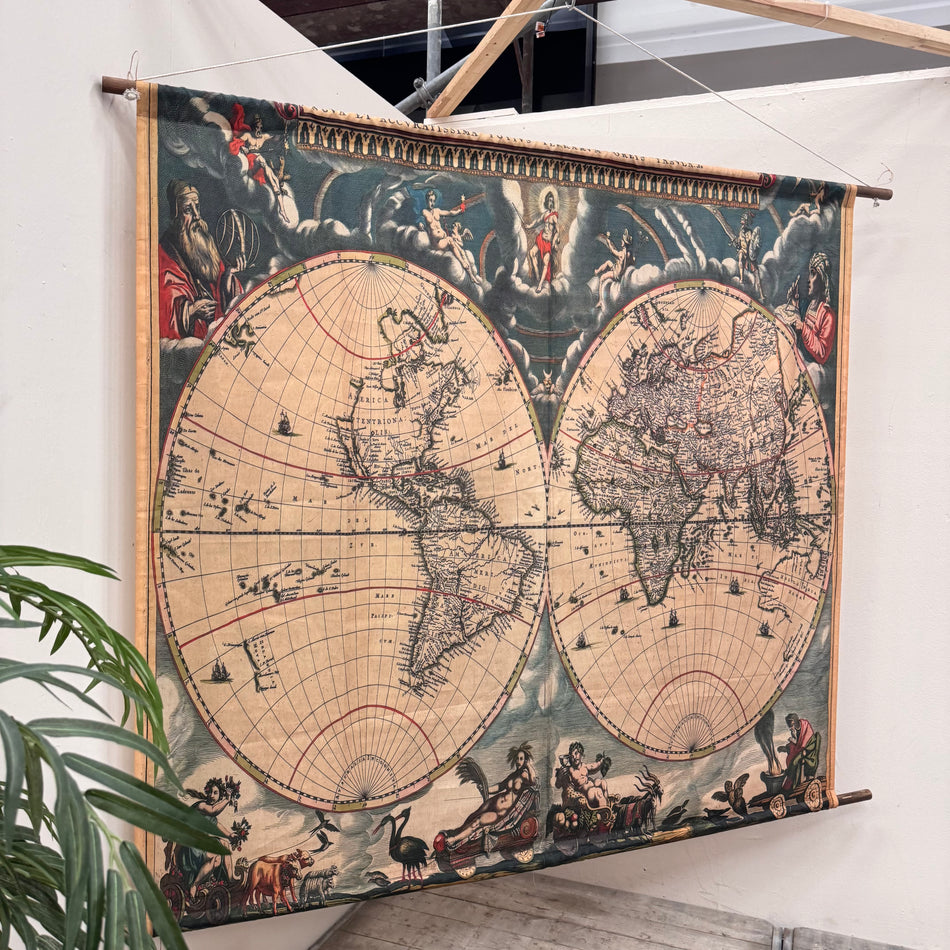 Historische Weltkarte Joan Bleu Textil XXL Wandbehang Deko 190x165