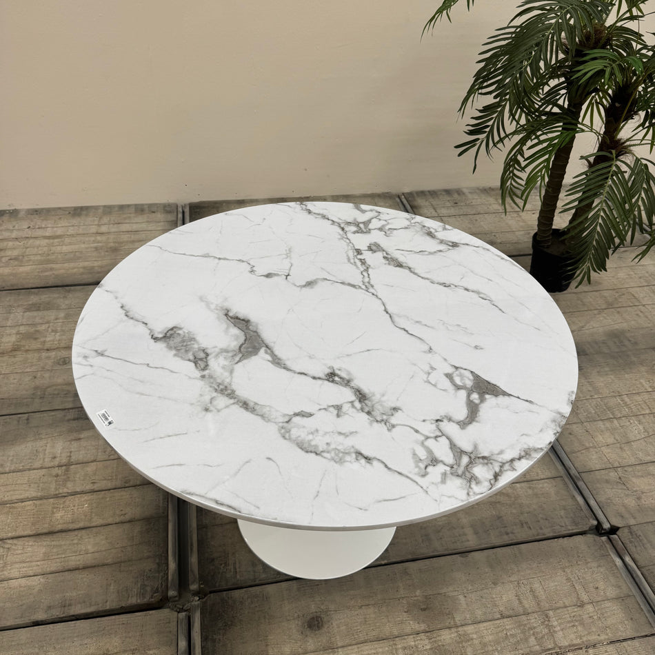 Kare Design Schickeria Esstisch Marmor Optik Weiß Rund Tisch Retro