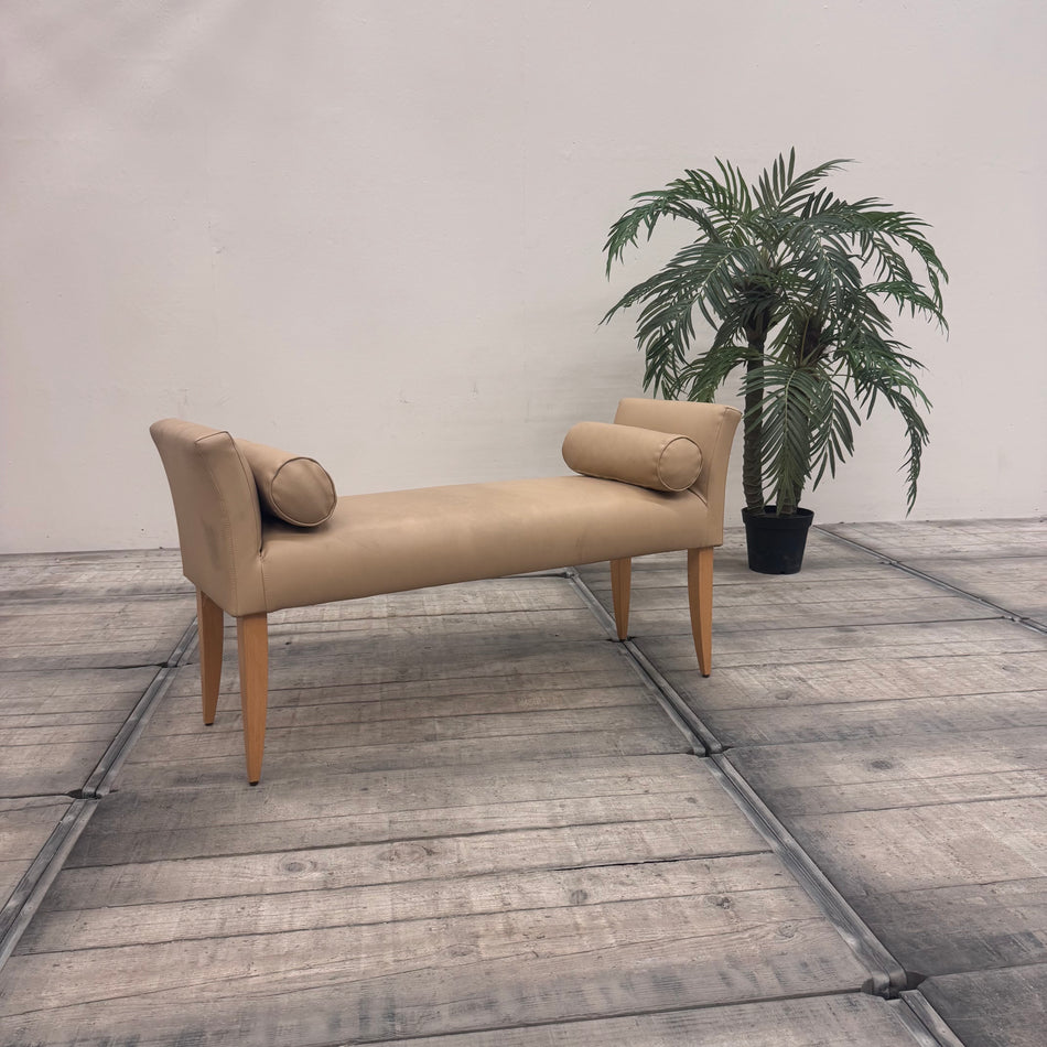 Vintage Möbelstück Exklusive Design-Sitzbank mit Nackenrollen Hochwertige Bank aus Villen-Bestand gebraucht