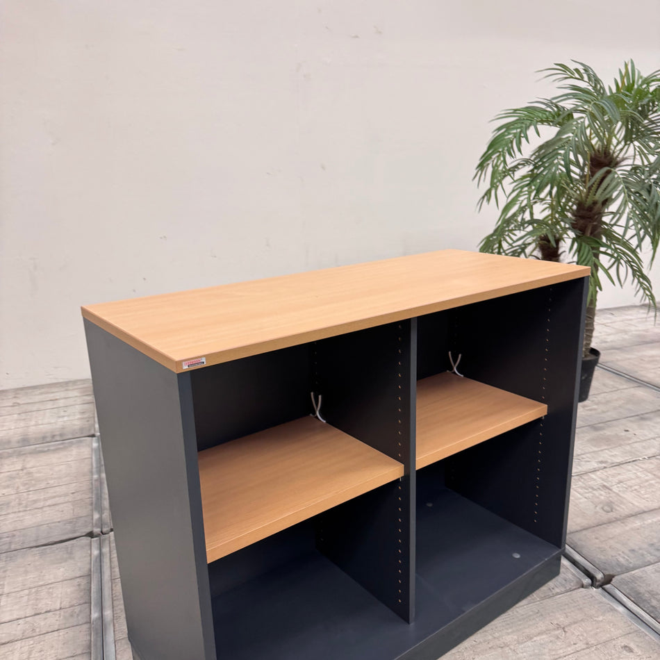 Regalschrank Anthrazit Holz 2Oh Mit 2 Einlegeböden Büro Sideboard Gebraucht
