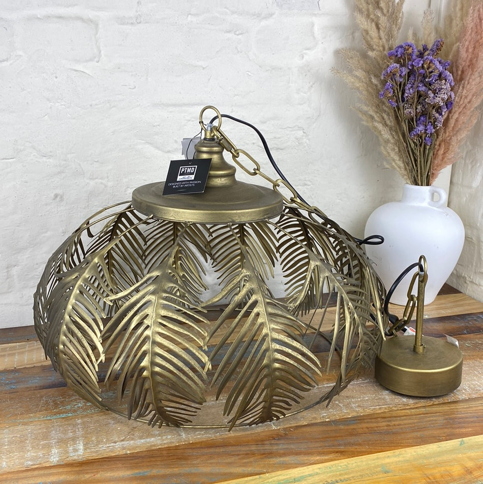 PTMD Colette Deckenlampe golden Metall Feder Lampe