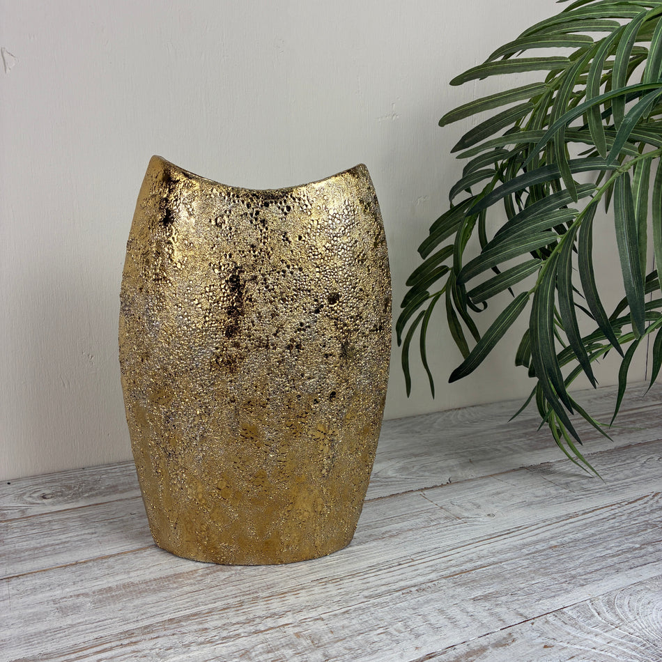 PTMD Mambo Vase Übertopf Gold Keramik Oval