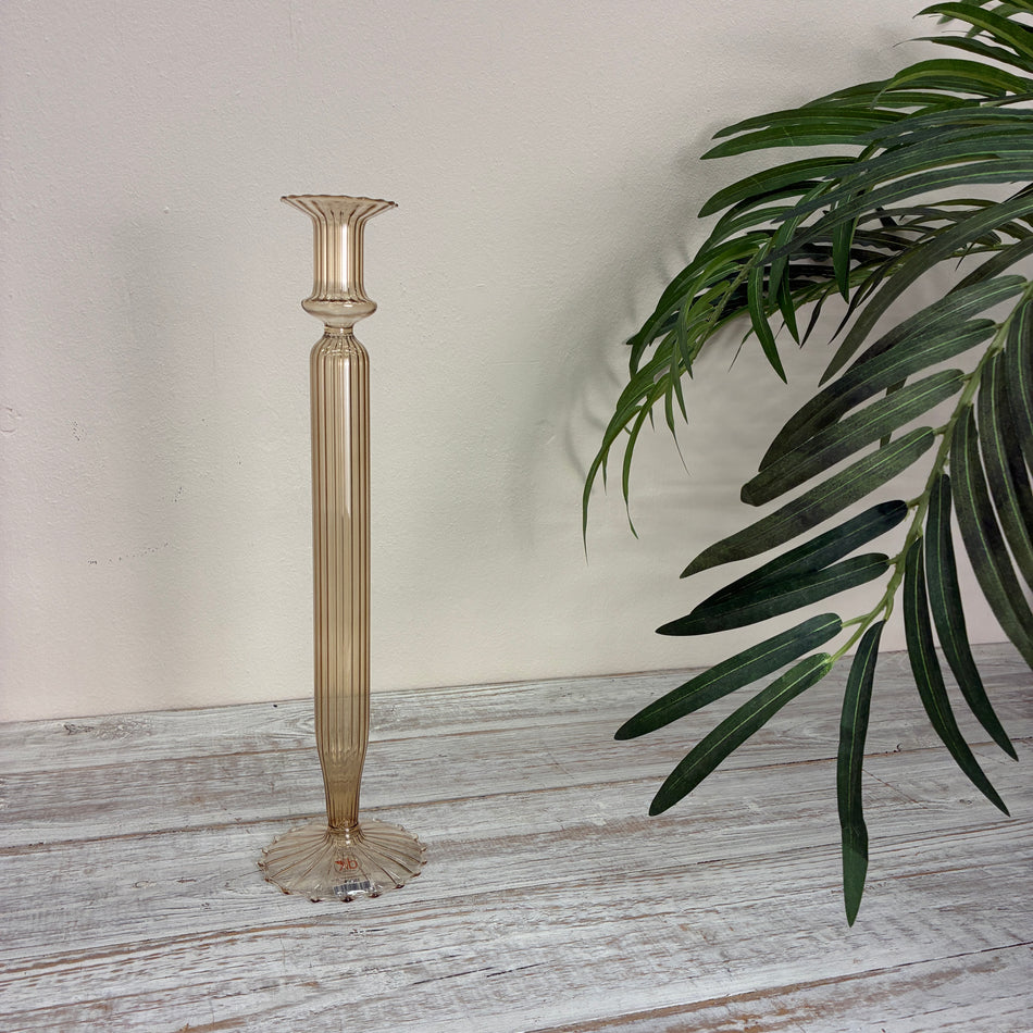 Kerzenständer Beige Glas Ständer Deko Kerzenhalter 35cm