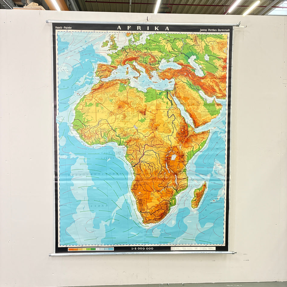 Vintage School Map – Africa – Geography Educational Chart Haack Painke Roll Map Used