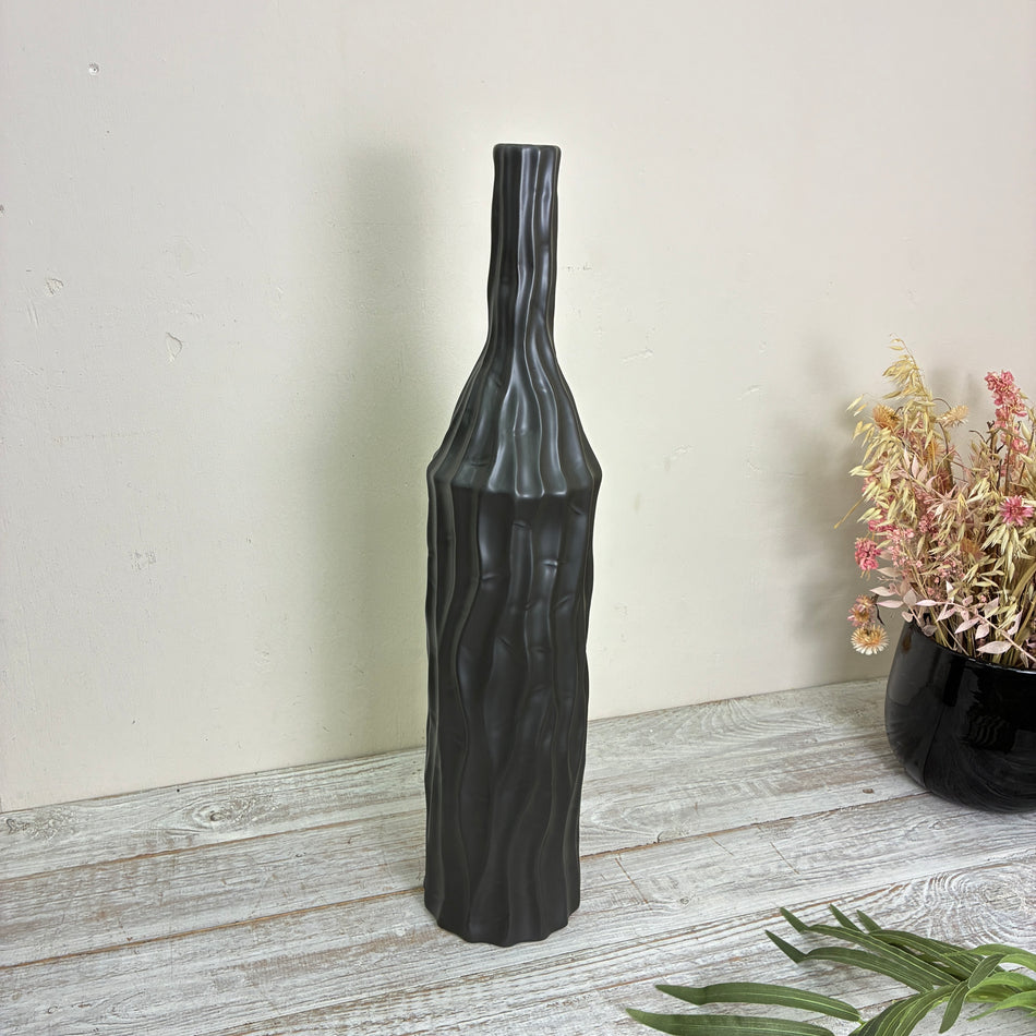 PTMD Vase Finne Flaschenvase Keramik L 61cm Anthrazit Schwarz Deko