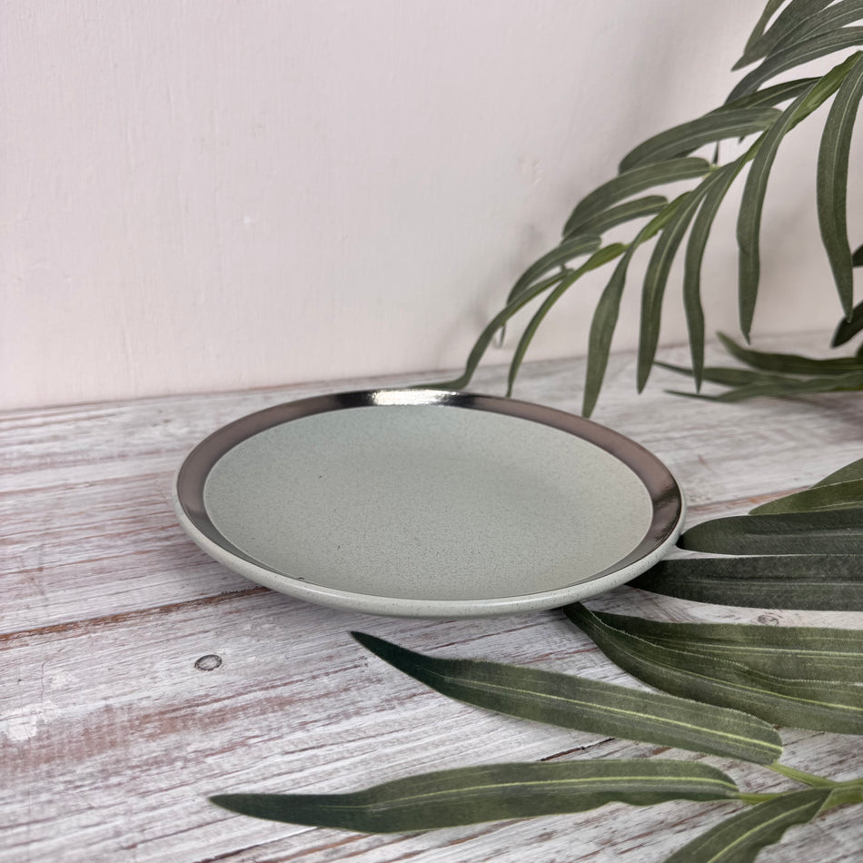 Siaki Teller Grün Keramik 20cm Goldrand Schale Neu Geschirr Porzellan Küchenbedarf