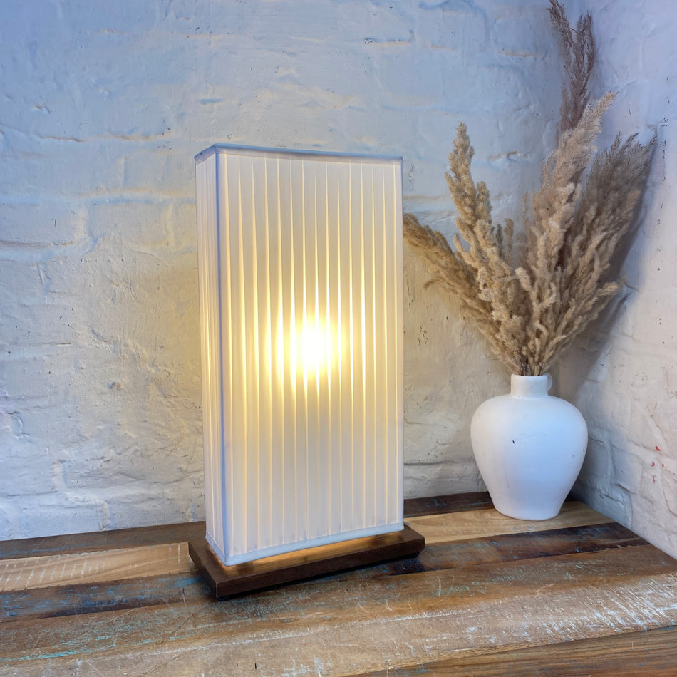 Tischlampe gebraucht creme Holz Stoff E27 Lampe