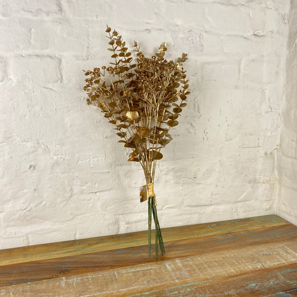 Künstlicher Zweig Silk Dry Bündel Eukalyptus golden