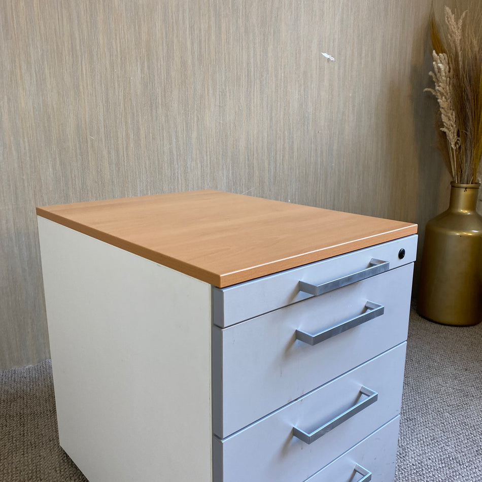 Steelcase Rollcontainer gebraucht silbern Holz Büro