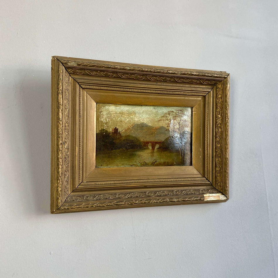 Ölgemälde (19./20. Jh.) antik Wandbild Goldstuckrahmen