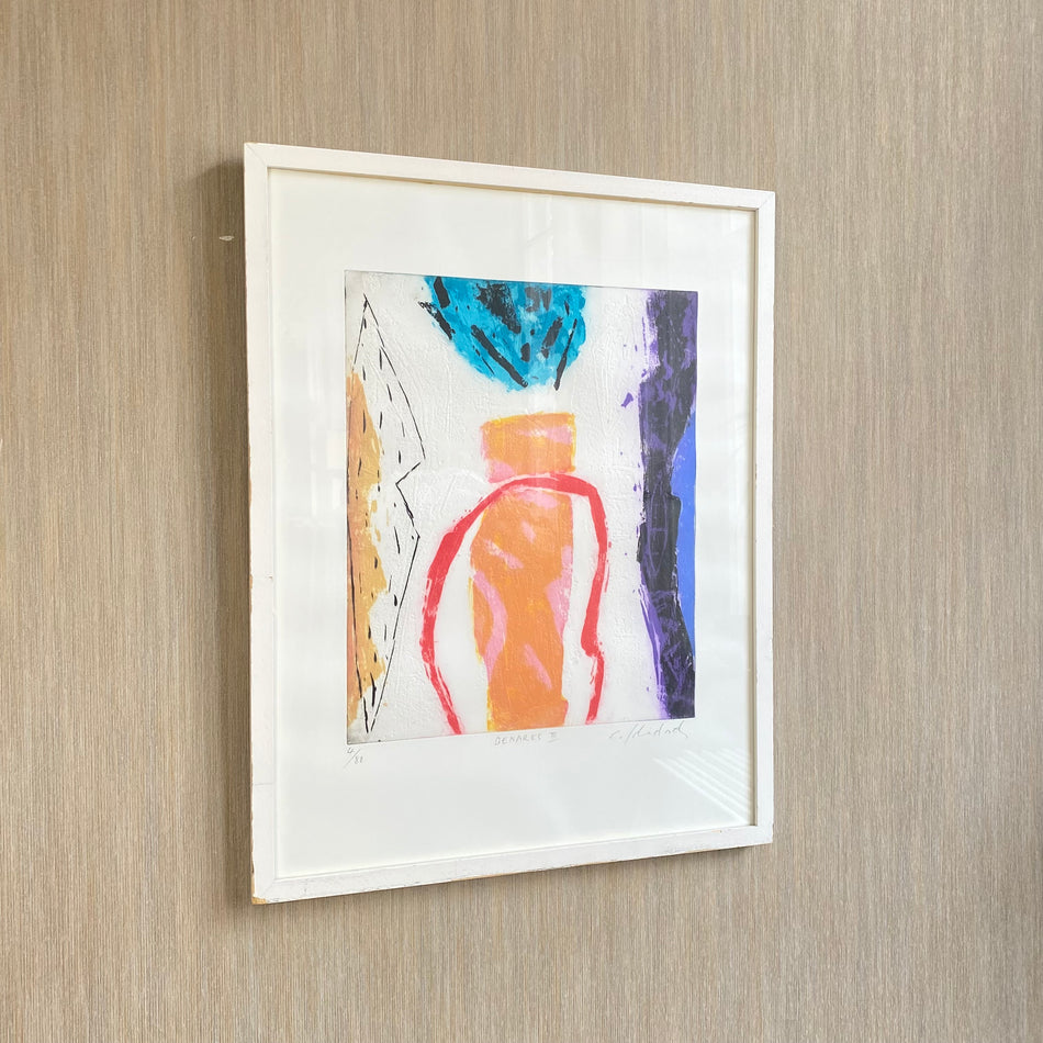 Bild mit Rahmen gebraucht Druckgrafik Holz Glas 58 x 74