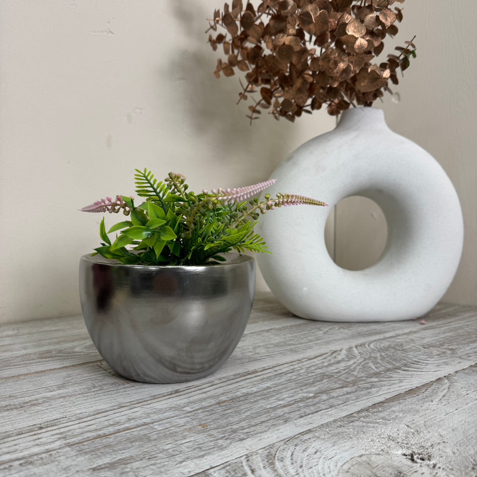 Blumentopf Silber Rund