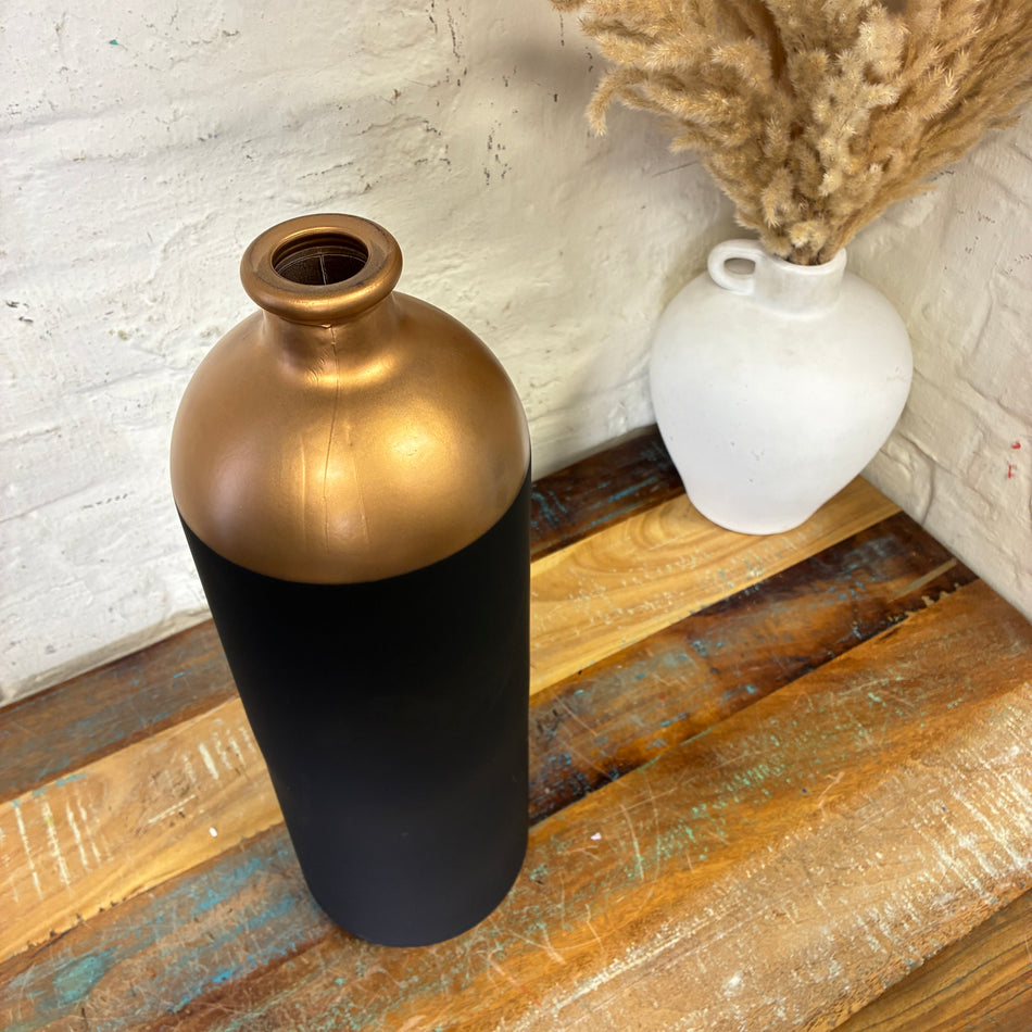 Countryfield Flaschenvase Madelon L schwarz/kupferfarbig Glas 40cm Vase