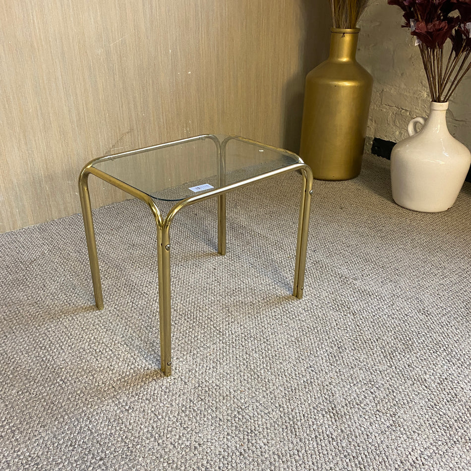 Eleganter Beistelltisch aus Glas & Messing – zeitloser Tisch gebraucht
