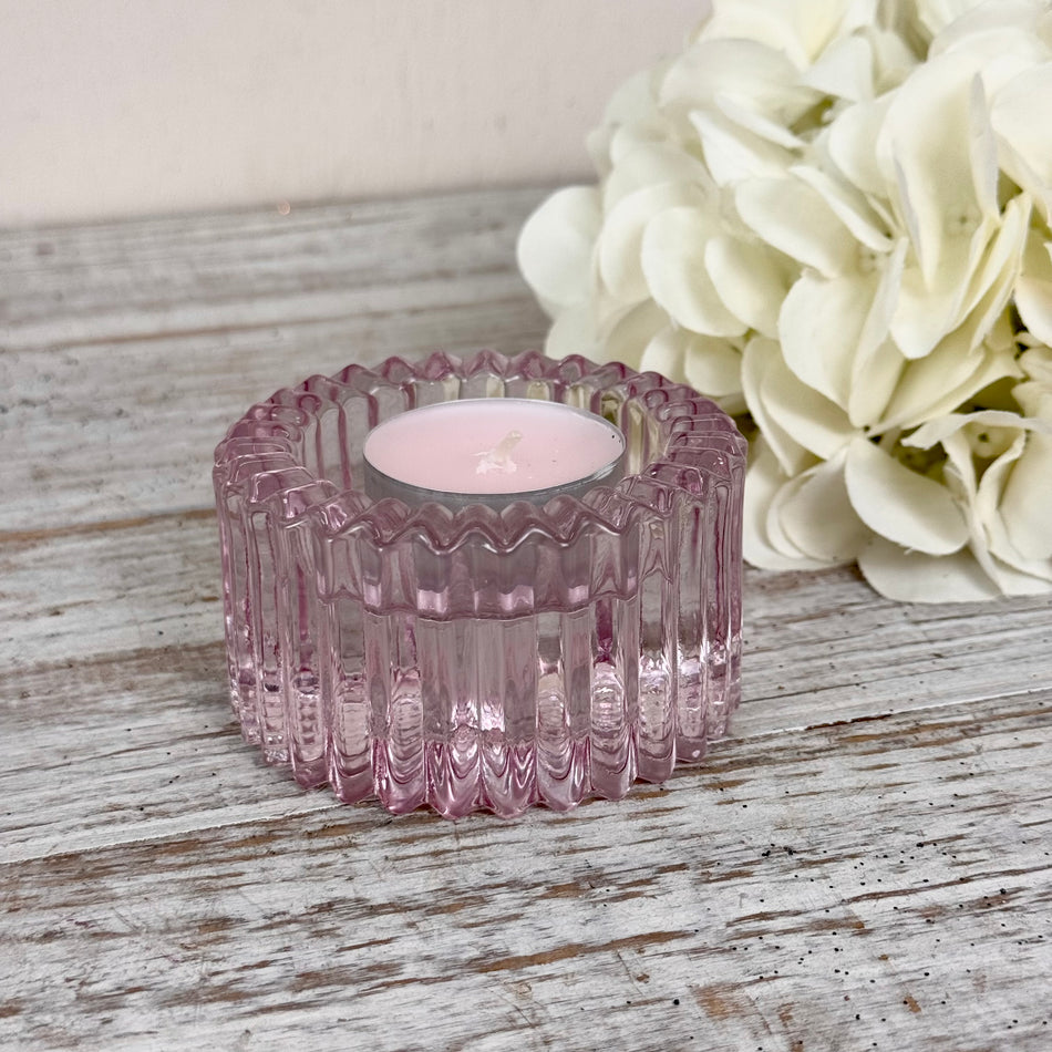 Duo Kerzenhalter Teelichthalter Rosa Klar Glas Wendbar Deko