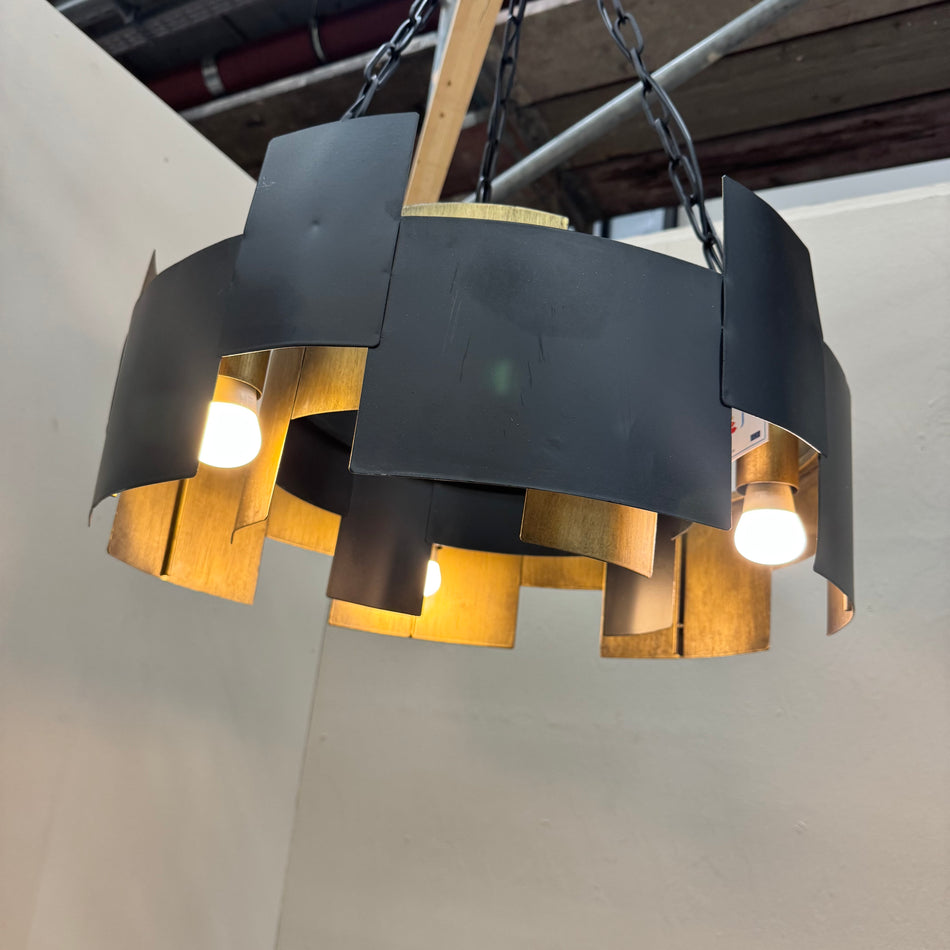 PTMD Docia Black iron hanging lamp gold inside