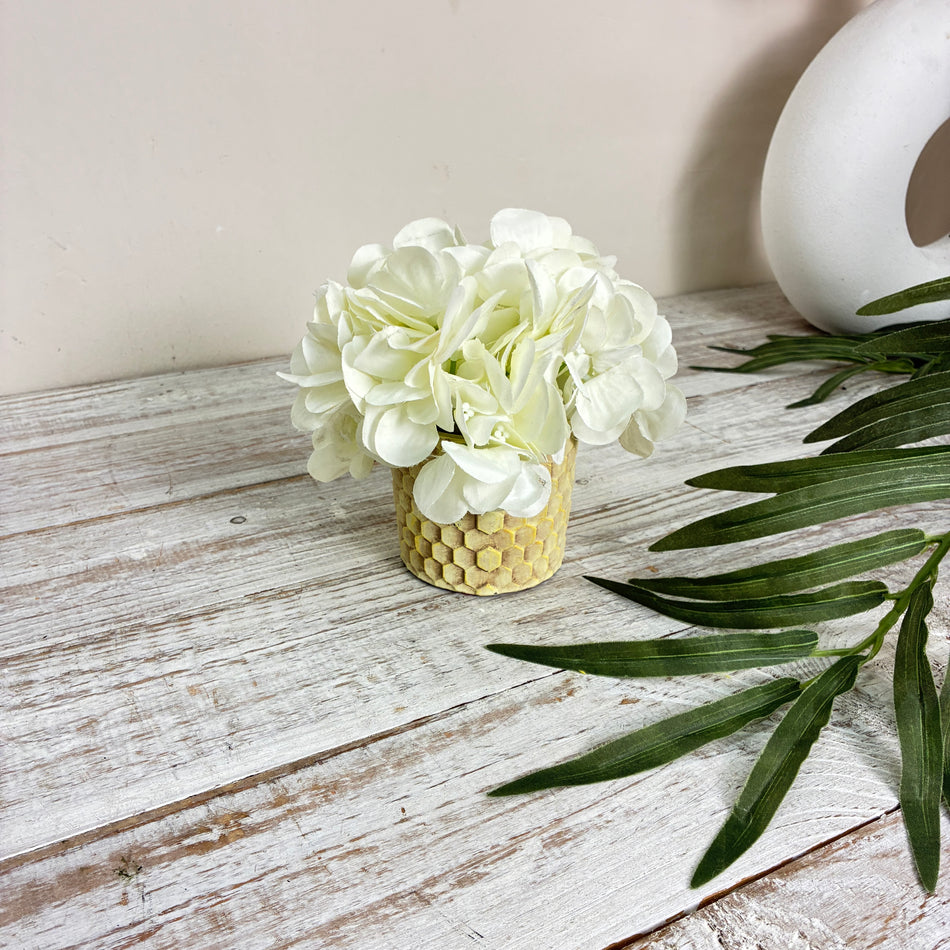 PTMD Siedler Blumentopf Übertopf Pflanztopf Keramik Wabenmuster Beige Deko