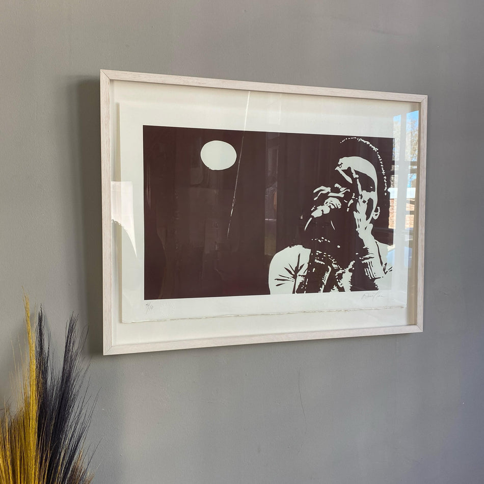 Kunst Druckgrafik Elvis Holzrahmen weiß 63x84