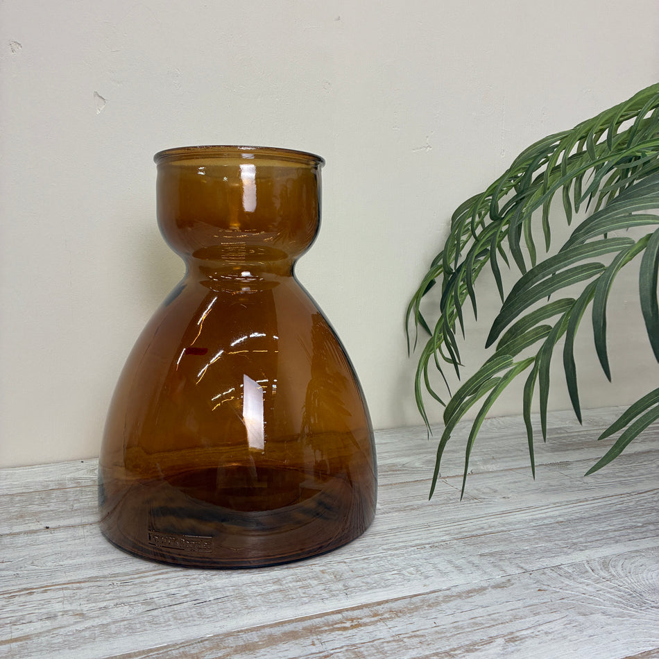 Vase Braun Glas Vintage Deko Altglas Retro 34cm Modern
