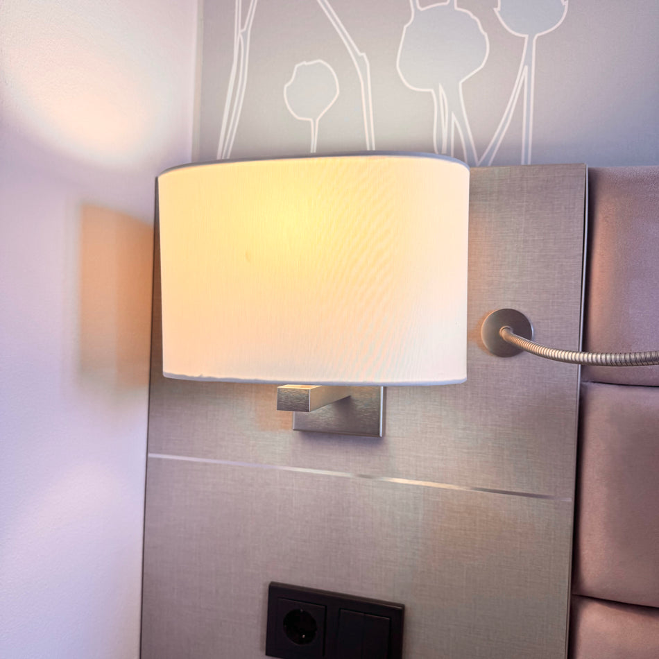 Hotel Wall Lamp Fabric Shade Silver Wall Light Lamp Used
