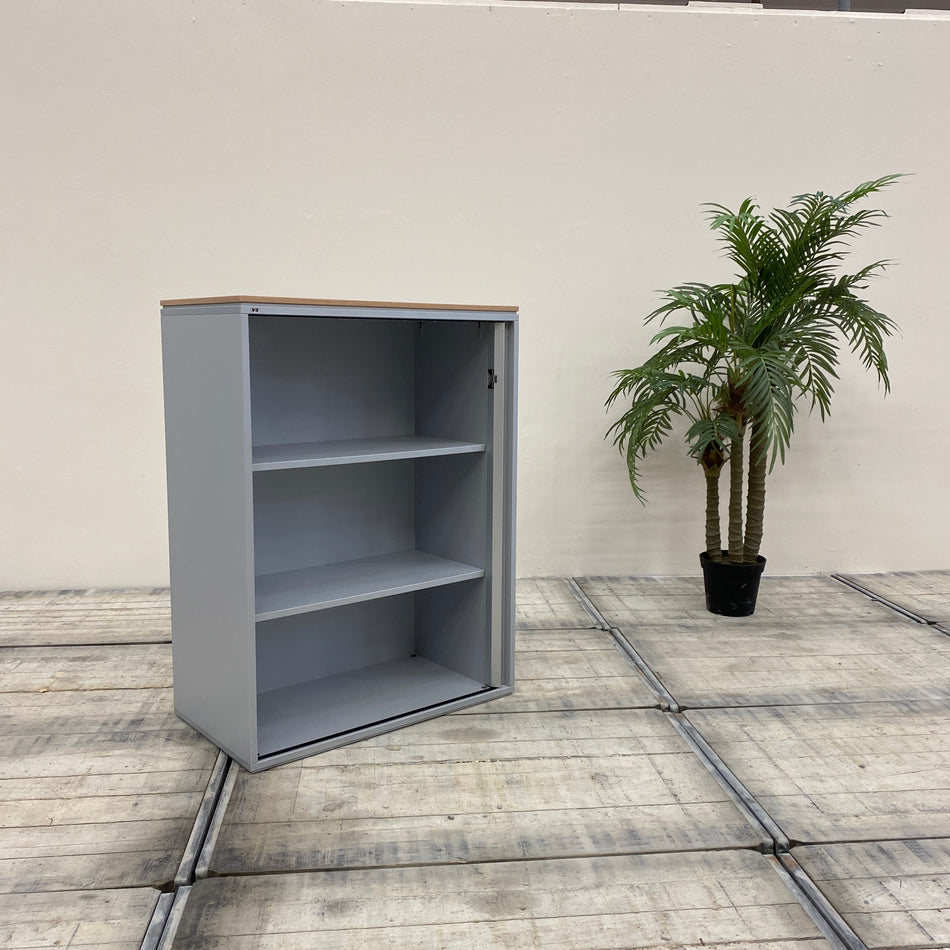 VS Querrollladenschrank Grau Holzdekor Büro Schrank Gebraucht