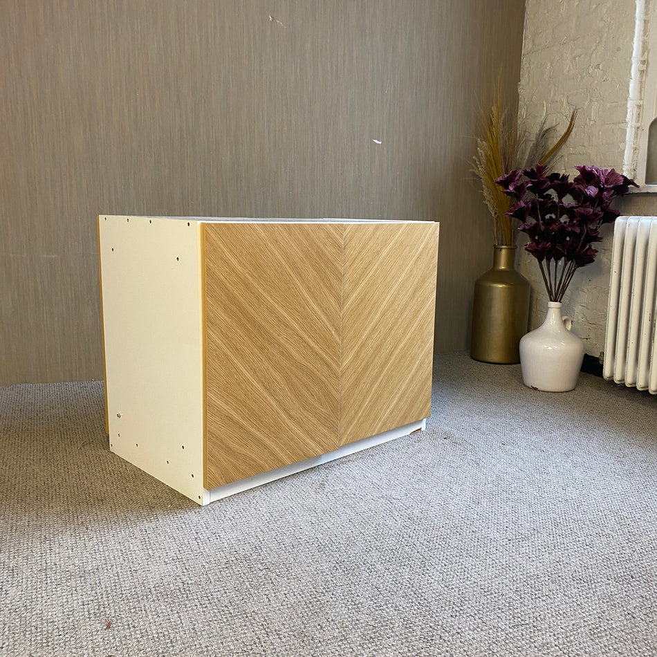 Modernes Lowboard Sideboard mit Holzoptik & weißen Korpus – stilvolles TV-Board gebraucht