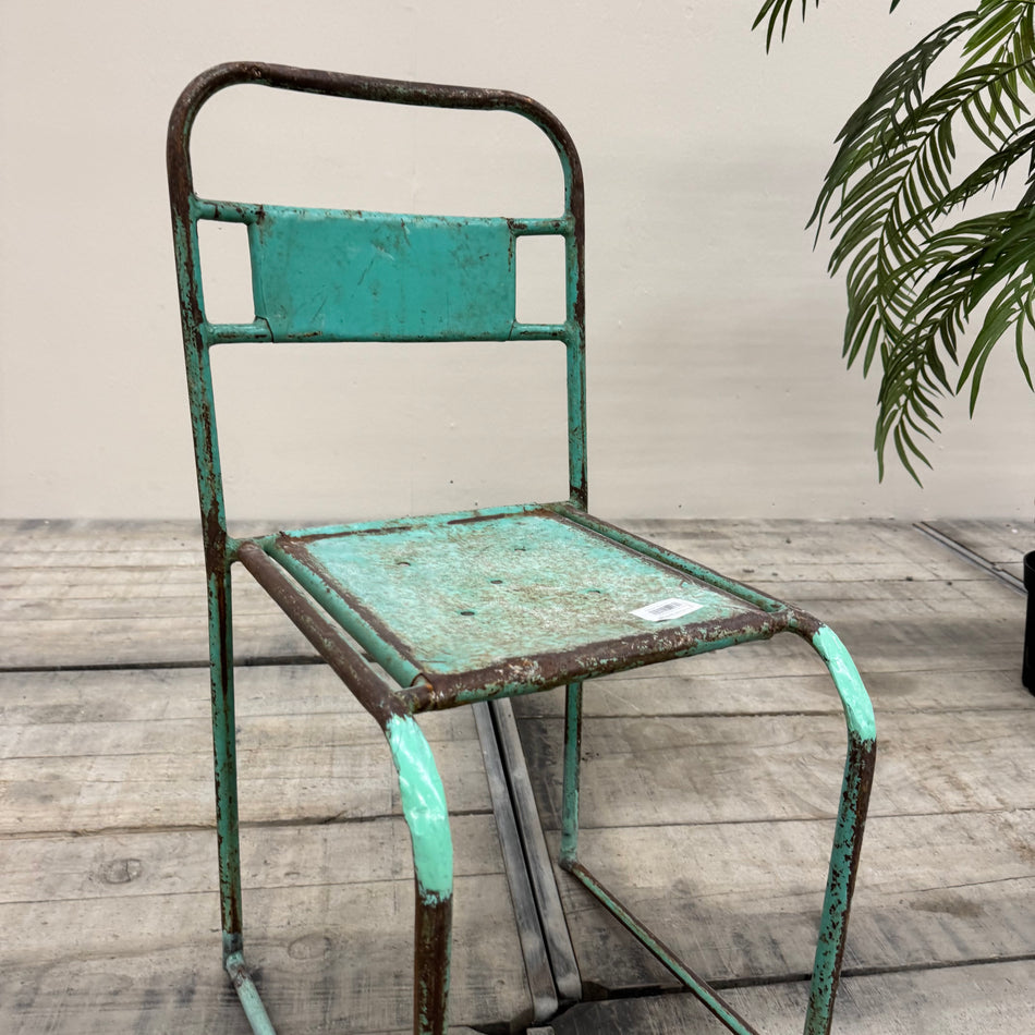 Vintage Stuhl Minz Grün Metall Industrial Shabby Chic Gebraucht