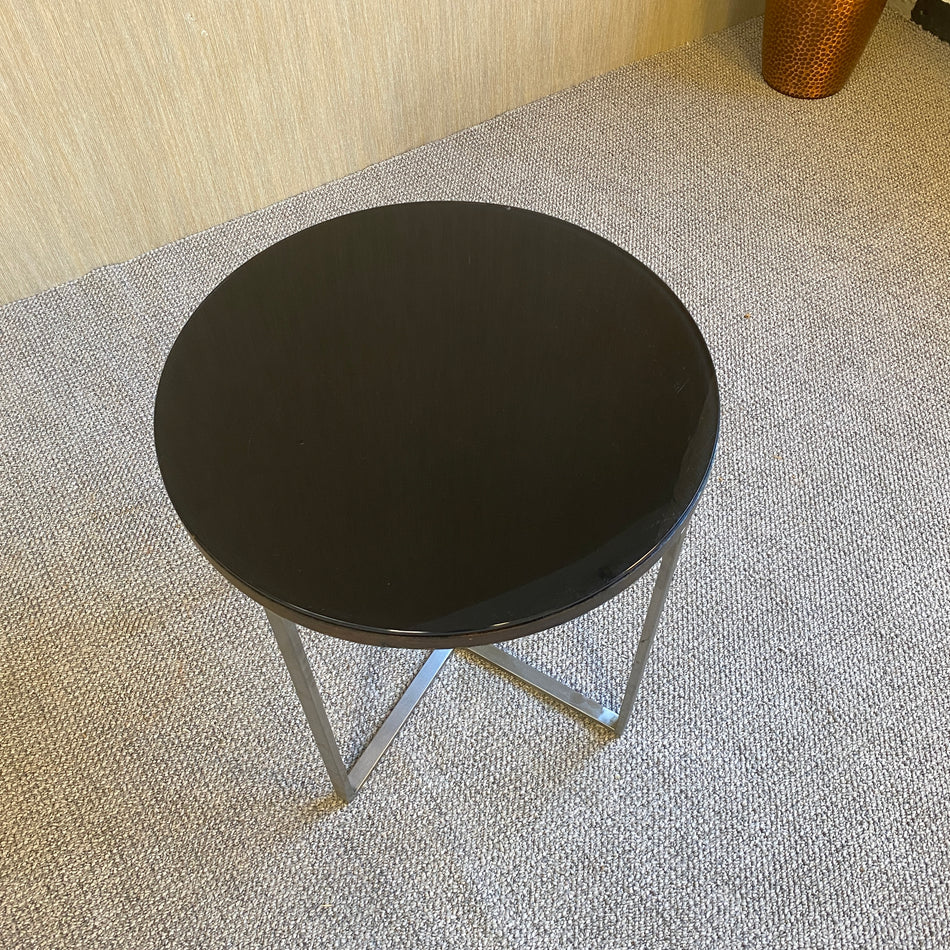 Beistelltisch gebraucht schwarz Glas Holz Tisch 50cm