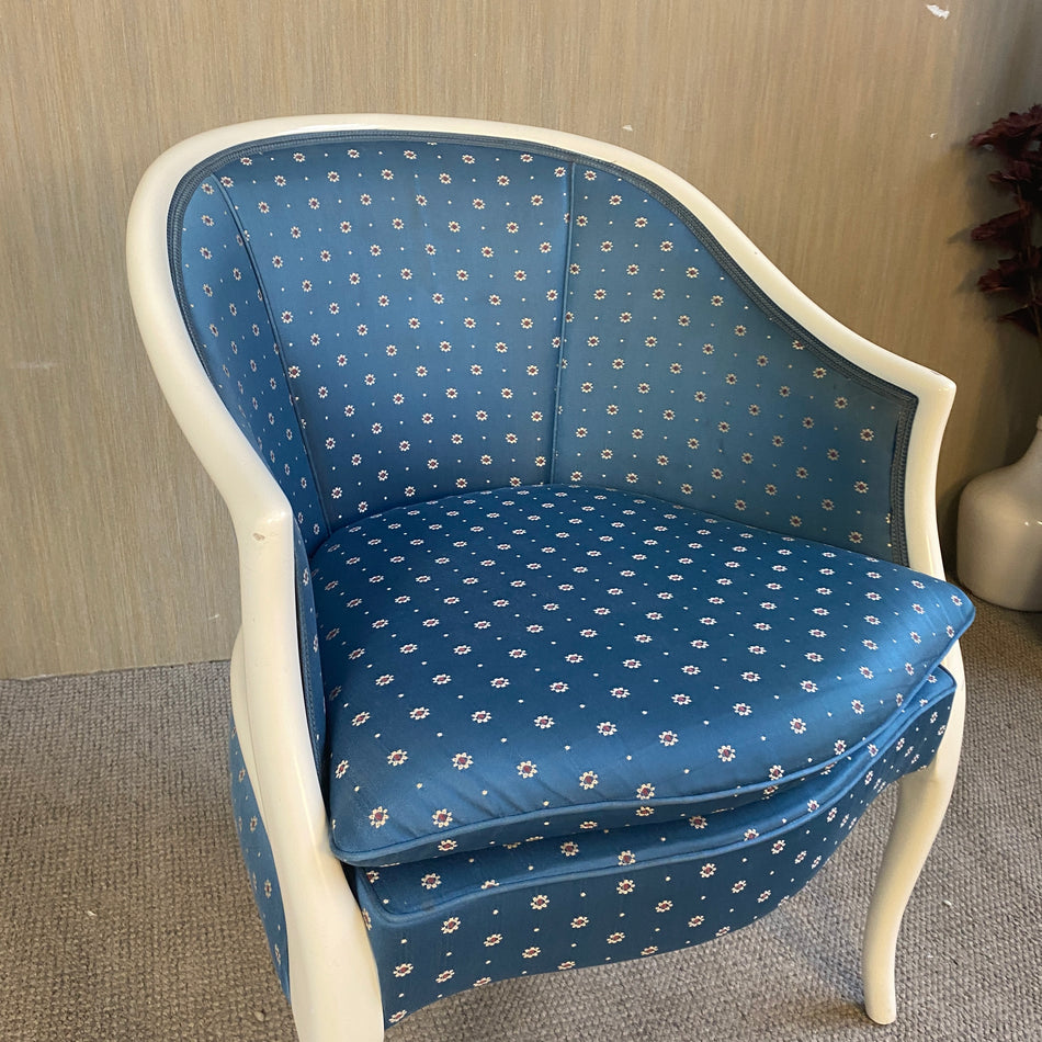 Armlehnstuhl Sessel blau mit Holzrahmen – Stuhl gebraucht