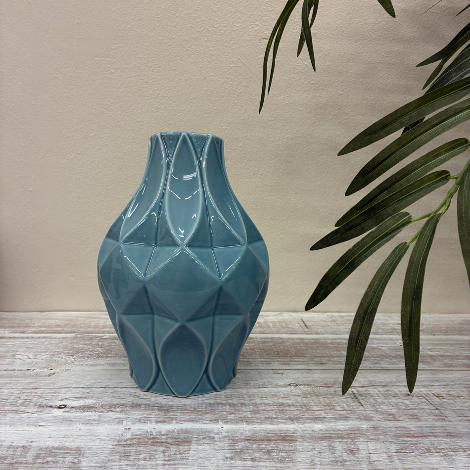 Tettau Atelier Blau uni Vase Porzellan Deko