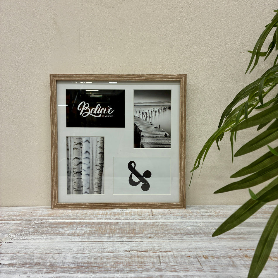Bilderrahmen Holz für 4 Fotos Passepartout Fotorahmen Deko
