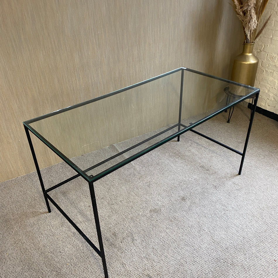 Glastisch gebraucht schwarz Metall Glas 150x75 Esstisch Tisch