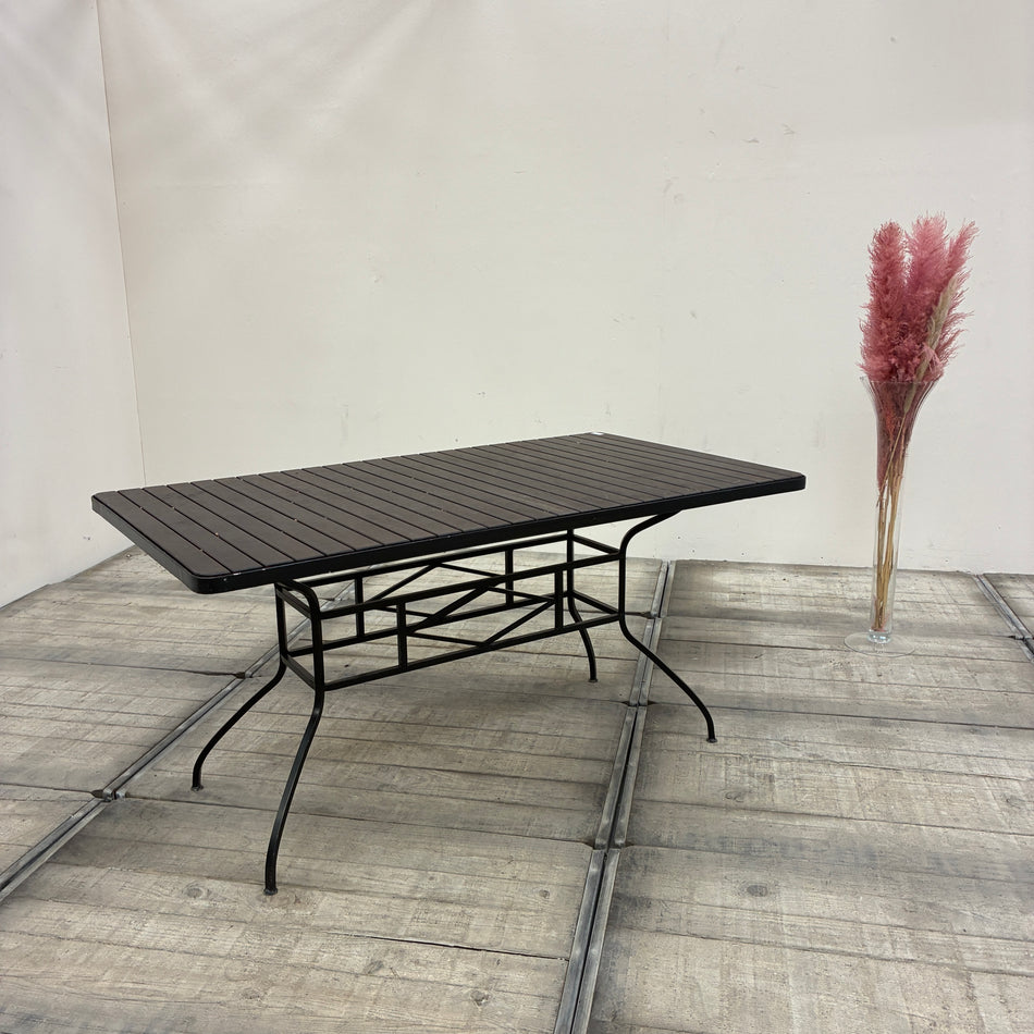 Outdoor Gartentisch Terrassentisch Holz Metall Braun Schwarz Tisch 150cm Gebraucht