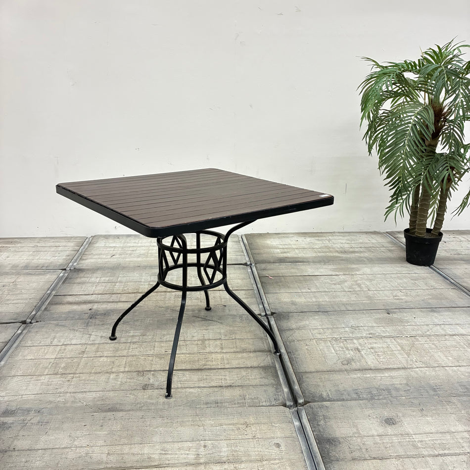 Bistrotisch Gartentisch Quadratisch Holz Dunkelbraun Schwarz Metall Tisch Gebraucht