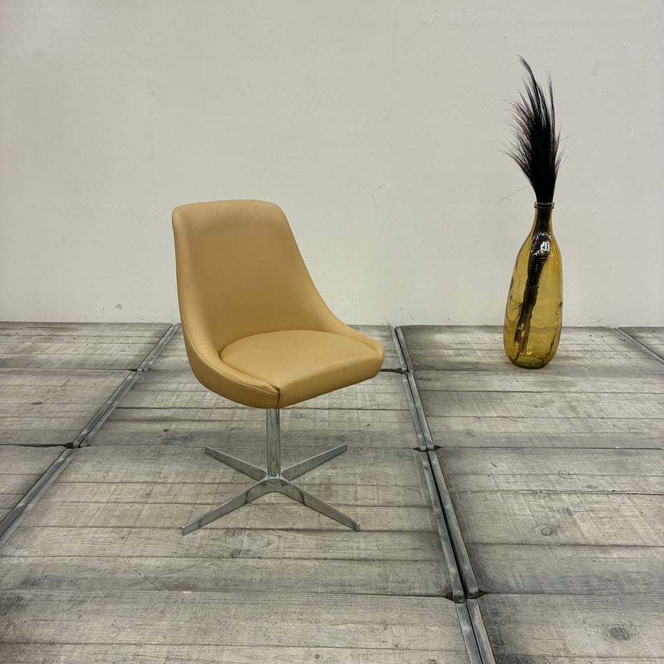 Drehstuhl Beige 5-Stern-Fußkreuz Ocker Kunstleder Stuhl Gebraucht