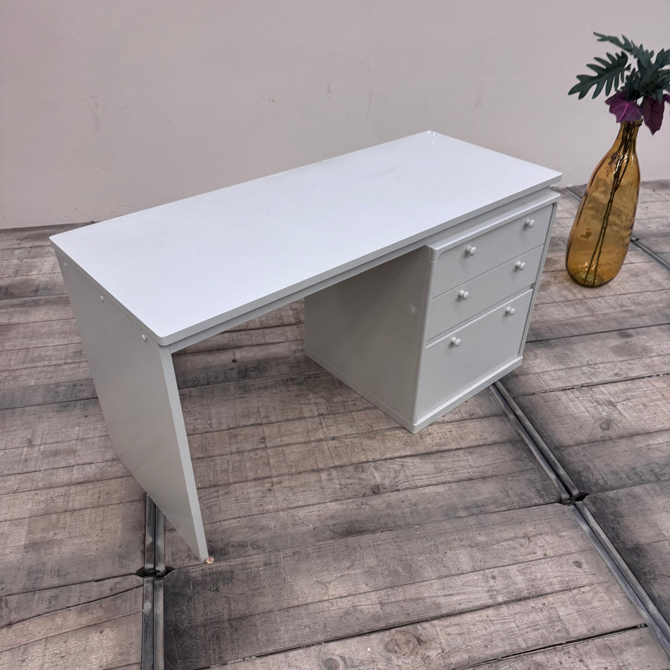 Schreibtisch Grau Holz mit Unterschrank 3 Schubladen Tisch Gebraucht