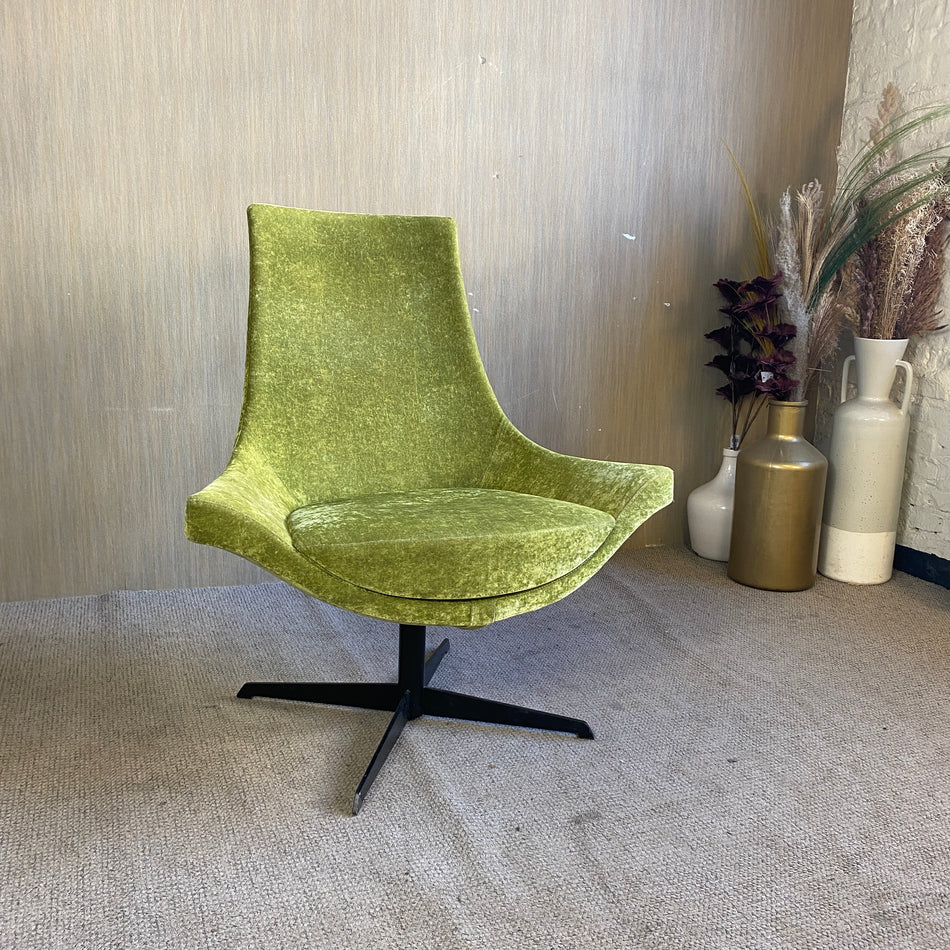 Designsessel Grün Velours Crushed Polster Drehsessel Sessel gebraucht