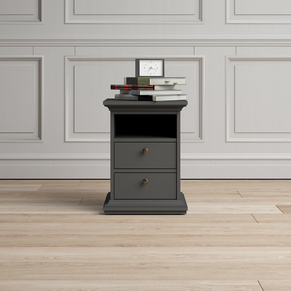 Paris Nachttisch Matt Grau Nachtkommode Holz Folie
