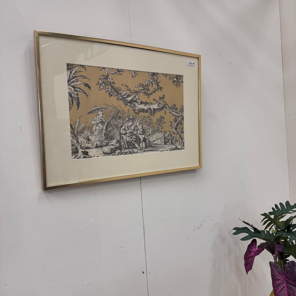 Kunstdruck Beige Gold Historisches-Motiv Wandbild Vintage Deko Gebraucht