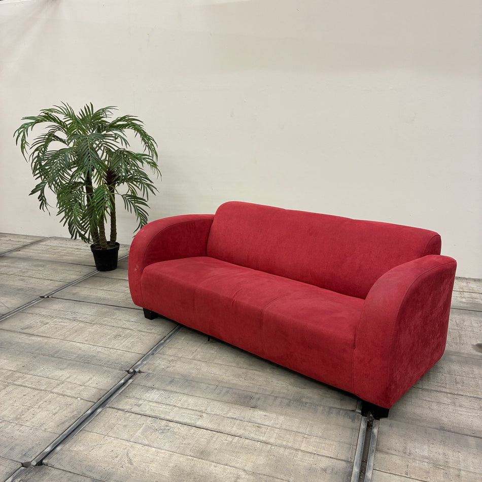 Benformato Sofa 3-Sitzer Rot Velours Mikrofaser Polstersofa Gebraucht