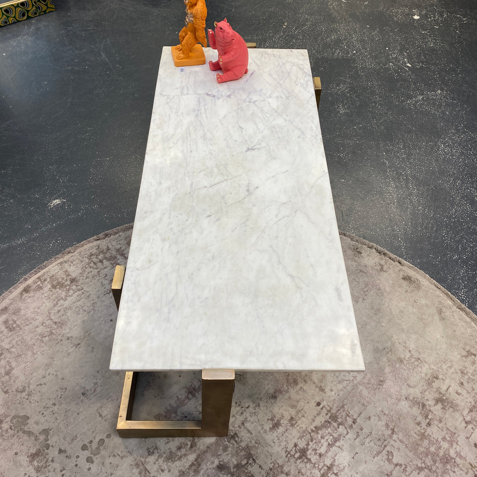 PTMD Yena Couchtisch 140cm mit echter Marmorplatte Messinggestell Tisch
