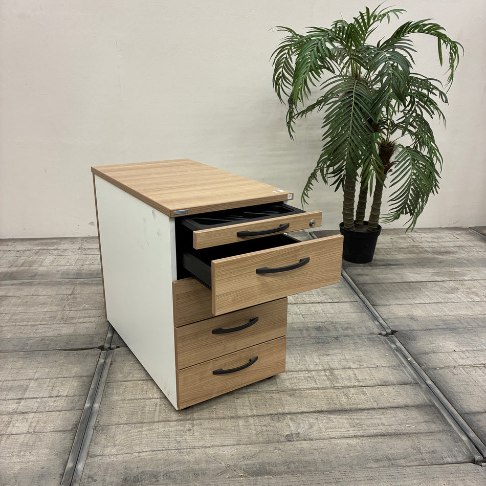 Palmberg Standcontainer Tischhoher Bürocontainer Eiche Weiß Gebraucht