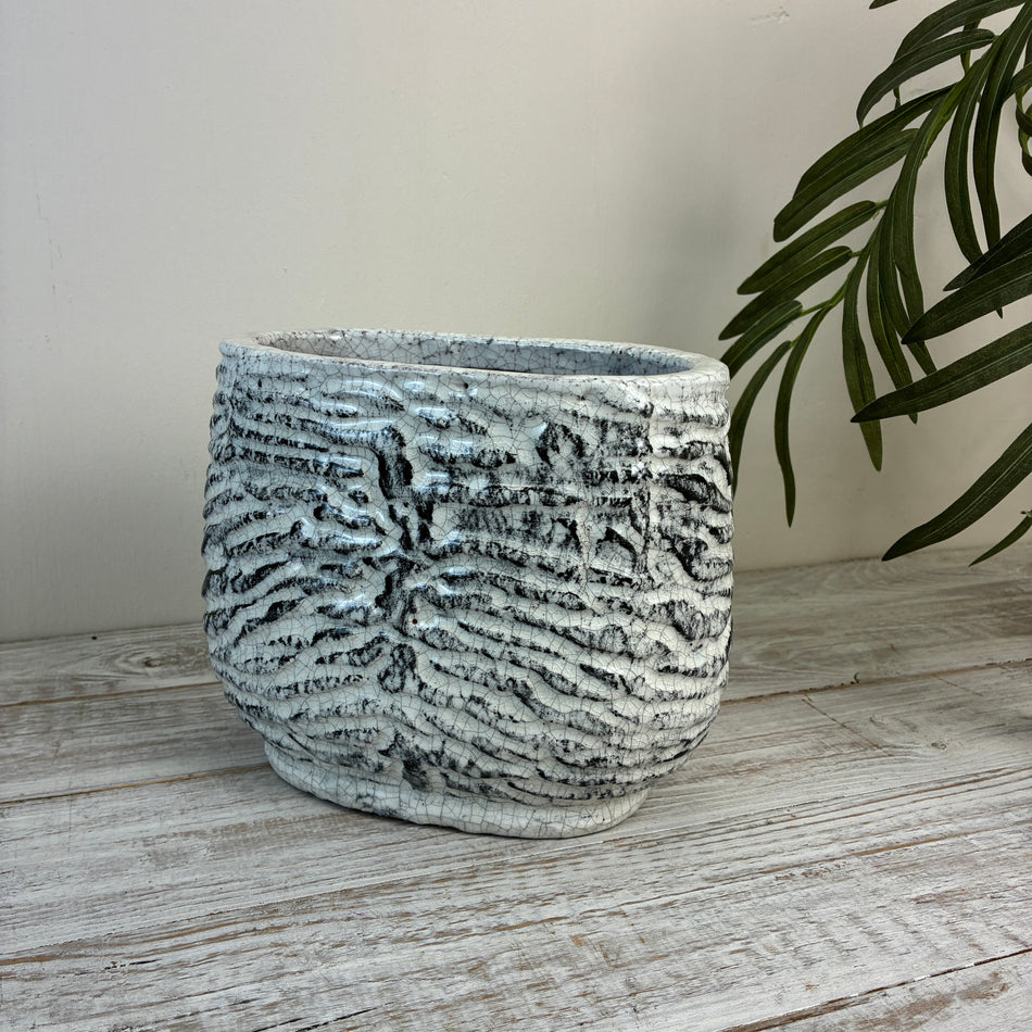 PTMD Gida Blumentopf Übertopf Keramik Weiss Schwarz