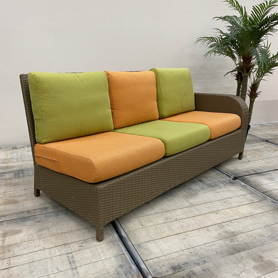 Rattan Sofa 3 Sitzer R Dunkel Orange Grün Outdoor Gebraucht