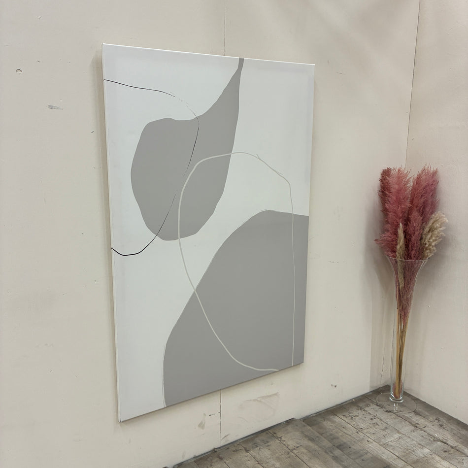 Wandbild Kunstdruck 100x150 Leinwandbild Abstrakt Grau Weiß Keilrahmen Deko