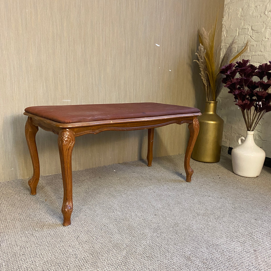 Vintage Sitzbank mit Polster & geschwungenen Beinen – elegante Holz Bank gebraucht