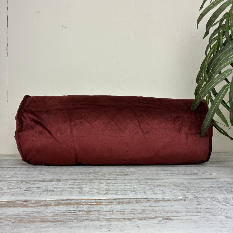 Unique Living Silia Nackenrolle Kissen Samt Bordeaux Rot